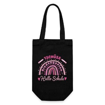 TSCHÜSS KINDERGARTEN - HALLO SCHULE - Einschulung - Geschenkbeutel für Flaschen - Schwarz - Vorne