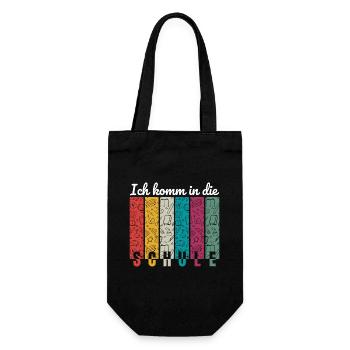 Fröhliches Einschulungs-Design für Kinder - Geschenkbeutel für Flaschen - Schwarz - Vorne