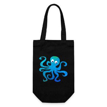 Oktopus Tintenfisch Comic Struktur Meer Ozean Tier - Geschenkbeutel für Flaschen - Schwarz - Vorne