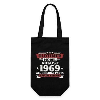 Oldtimer August 1969 Jahrgang 1969 55. Geburtstag - Geschenkbeutel für Flaschen - Schwarz - Vorne