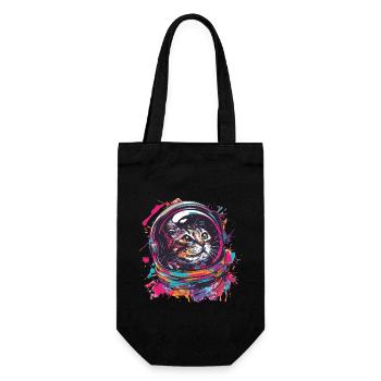 Katze mit Astronautenhelm Weltall Graffiti - Geschenkbeutel für Flaschen - Schwarz - Vorne