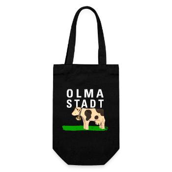 OLMA STADT 2 mit Kuh - Geschenkbeutel für Flaschen - Schwarz - Vorne