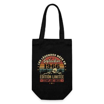Retro 1966 - Legends born in September 1966 - Gift Bag for Bottles - black - Front