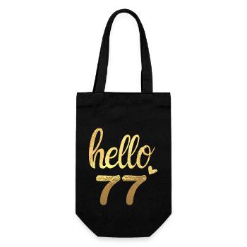 Hello 77 gold - Gift Bag for Bottles - black - Front