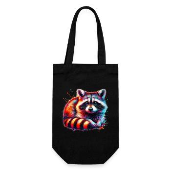 Waschbär - Geschenkbeutel für Flaschen - Schwarz - Vorne