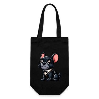 Französische Bulldogge 5 - Geschenkbeutel für Flaschen - Schwarz - Vorne