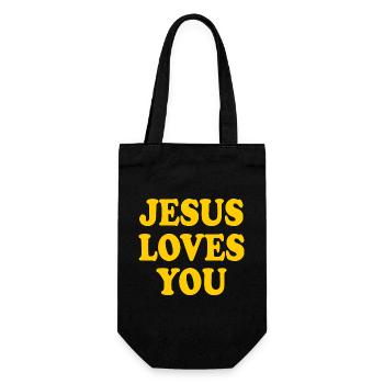 Jesus loves you - Gift Bag for Bottles - black - Front