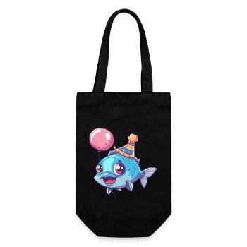 Piranha Fish Birthday Comic Cute - Gift Bag for Bottles - black - Front