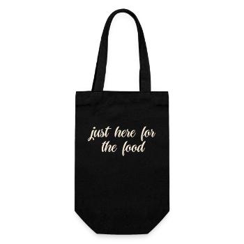 Foodlover gestickter Spruch - Geschenkbeutel für Flaschen - Schwarz - Vorne