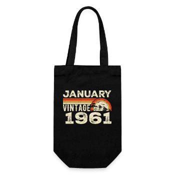 January 1961 Vintage Birthday 1961, Born in 1961 - Gift Bag for Bottles - black - Front