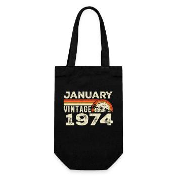 Januar 1974 Jahrgang Geburtstag 1974, Jahrgang 1974 - Geschenkbeutel für Flaschen - Schwarz - Vorne