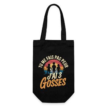 Tu me fais pas peur j'ai 3 gosses - Sac à bouteille - noir - Devant
