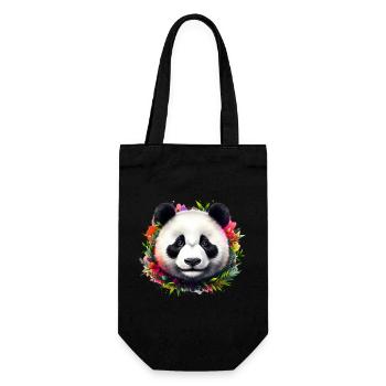 Panda - Geschenkbeutel für Flaschen - Schwarz - Vorne