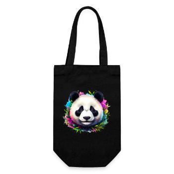 Panda - Geschenkbeutel für Flaschen - Schwarz - Vorne