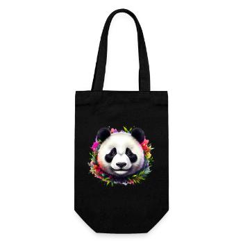 Panda - Geschenkbeutel für Flaschen - Schwarz - Vorne