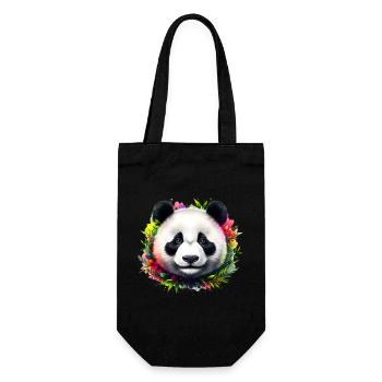 Panda - Geschenkbeutel für Flaschen - Schwarz - Vorne