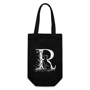 Letter R with cat - Gift Bag for Bottles - black - Front