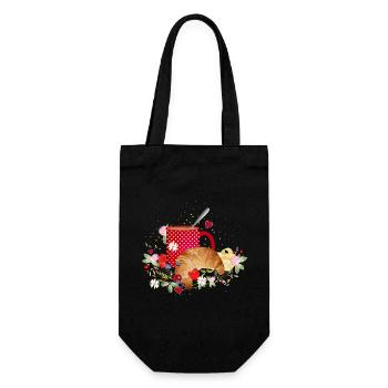 Breakfast in the countryside – croissant, coffee and berries - Gift Bag for Bottles - black - Front