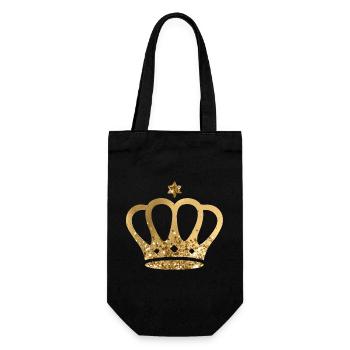 Krone, chic, goldig, personalisierbar - Geschenkbeutel für Flaschen - Schwarz - Vorne