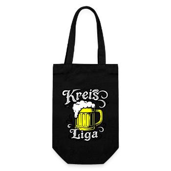Kreisliga Bier Spruch - Geschenkbeutel für Flaschen - Schwarz - Vorne
