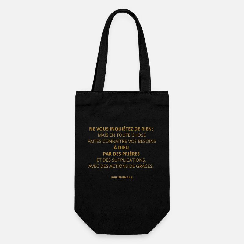 PHILIPPIENS 4:6 - VERSET DE LA BIBLE - Couleur or - Sac à bouteille - noir
