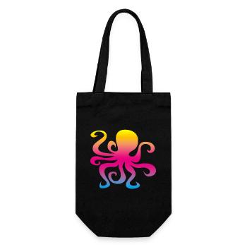Octopus Squid Colorful Rainbow Kids - Gift Bag for Bottles - black - Front