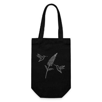 Hummingbirds with Flower Boho Cottagecore - Gift Bag for Bottles - black - Front