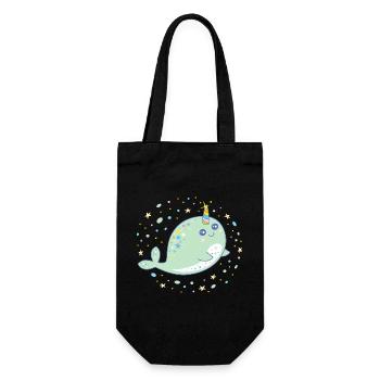 Cute Narwhal Whale Unicorn Kawaii Pastel Colors - Gift Bag for Bottles - black - Front