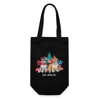 Nur eine feste Pfote, Hund Weihnachten - Geschenkbeutel für Flaschen - Schwarz - Vorne