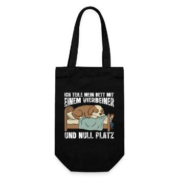 Hund als Bettmitbewohner - Geschenkbeutel für Flaschen - Schwarz - Vorne