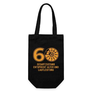 HU November 2025 - 60 Jahre - Geburtstag Geschenk - Geschenkbeutel für Flaschen - Schwarz - Vorne