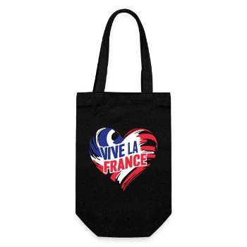 Coeur tricolore Vive La France - Sac à bouteille - noir - Devant