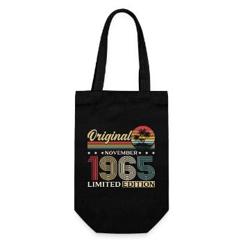 60. Geburtstag Original November Jahrgang 1965 - Geschenkbeutel für Flaschen - Schwarz - Vorne