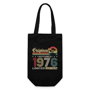 50. Geburtstag Original November Jahrgang 1976  - Geschenkbeutel für Flaschen - Schwarz - Vorne