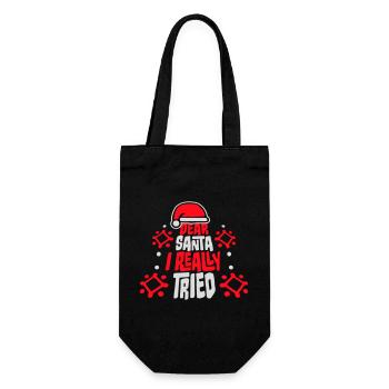 Dear Santa I Really Tried Christmas Humor Funny - Gift Bag for Bottles - black - Front