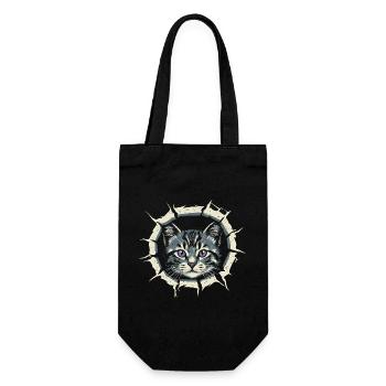 Cat Torn Cloth - Cute Gothic Gift - Gift Bag for Bottles - black - Front