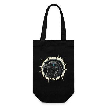Gothic Crow Peeking Out of Crack - Raven - Gift Bag for Bottles - black - Front