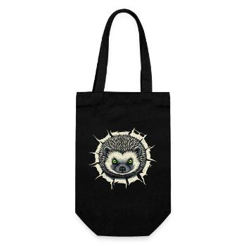 Hérisson mignon jetant un coup d’œil hors de la fissure - Cadeau amusant - Sac à bouteille - noir - Devant