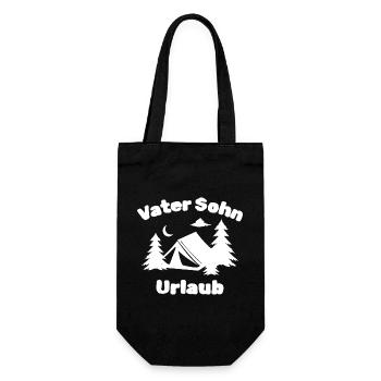 Vater Sohn Urlaub Camping - Geschenkbeutel für Flaschen - Schwarz - Vorne