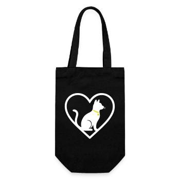 Chat Coeur Silhouette Mignon Cadeau d’Amoureux des Animaux - Sac à bouteille - noir - Devant
