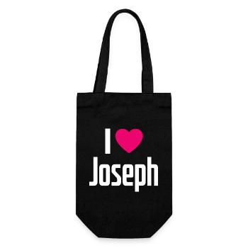 I Love Joseph Pinkes Herz Ich liebe Joseph - Geschenkbeutel für Flaschen - Schwarz - Vorne