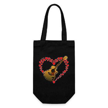 Heart with guitar - Gift Bag for Bottles - black - Front