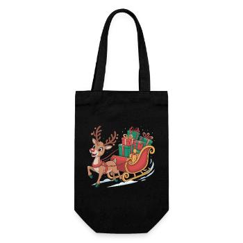 Reindeer in sleigh with gifts - Gift Bag for Bottles - black - Front