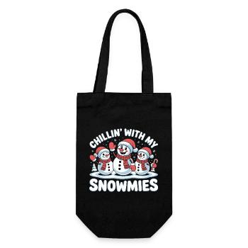 Cute Festive Snowmen Chillin With My Snowmies - Gift Bag for Bottles - black - Front