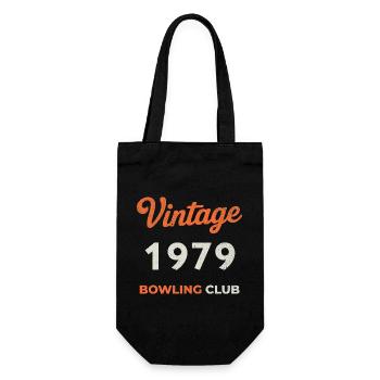 Vintage 1979 – Bowling Club Retro Geburtsjahr - Geschenkbeutel für Flaschen - Schwarz - Vorne