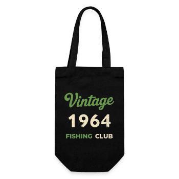Vintage 1964 – Fishing Club Retro Birth Year - Gift Bag for Bottles - black - Front