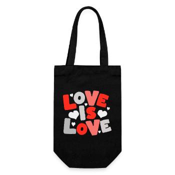 Love Is Love – Colorful Typo with Hearts - Gift Bag for Bottles - black - Front
