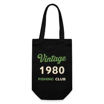 Vintage 1980 – Fishing Club Retro Birth Year - Gift Bag for Bottles - black - Front