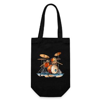 Drum Set in Watercolors Music Instruments - Gift Bag for Bottles - black - Front