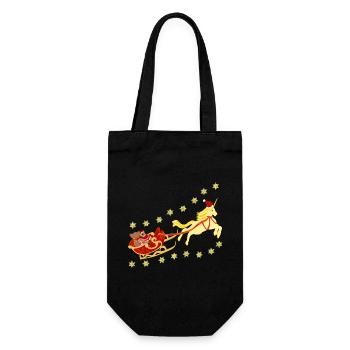 Unicorn with Christmas Sleigh, Bear, Tiger - Gift Bag for Bottles - black - Front